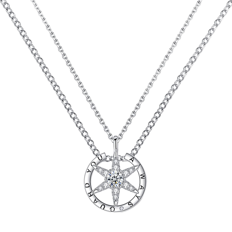 缔晶925银六芒星项链