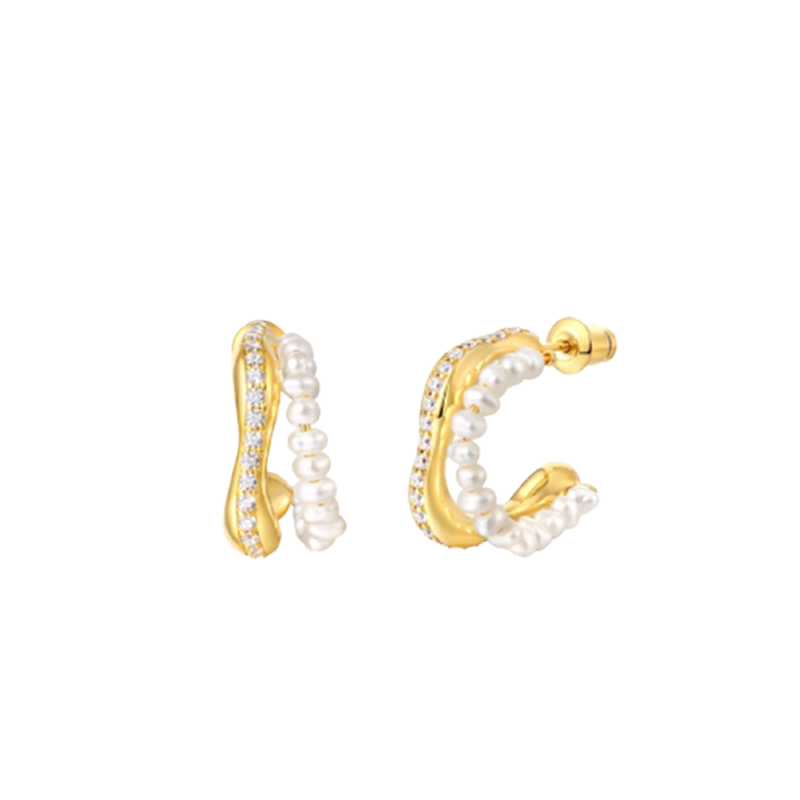 Arsis 金色不规则珍珠耳钉