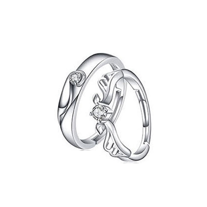 城市玉光天使之翼情侣戒指