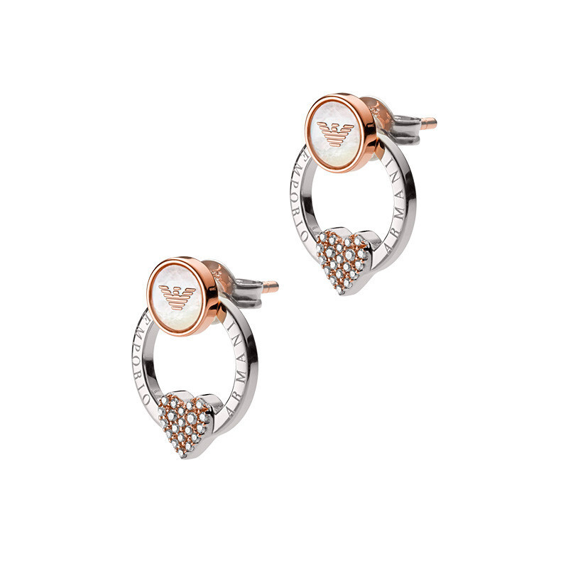 阿玛尼 母贝爱心耳钉