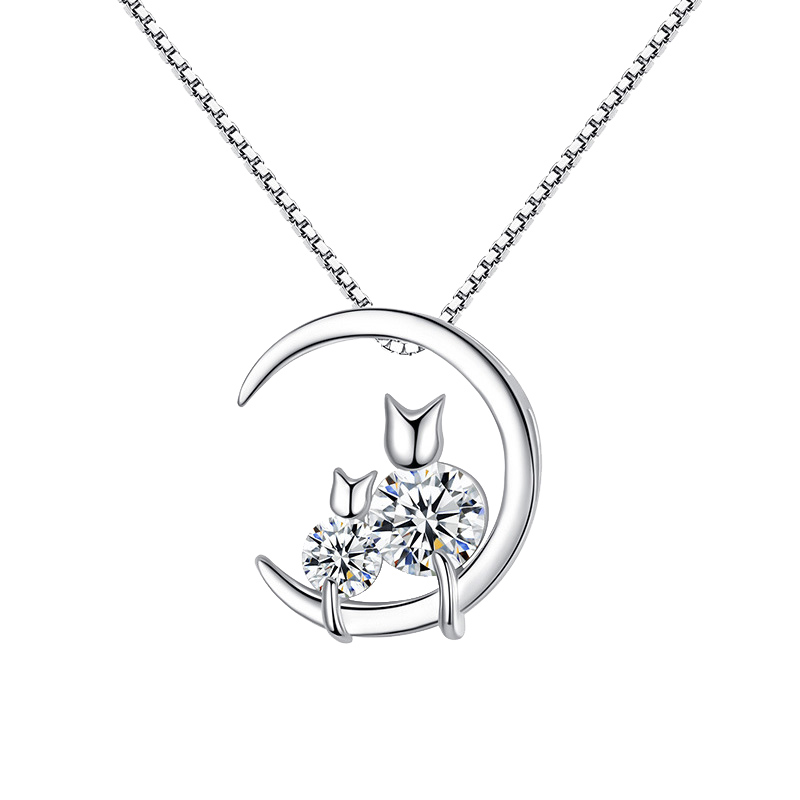 聪蝶 猫咪望月 项链