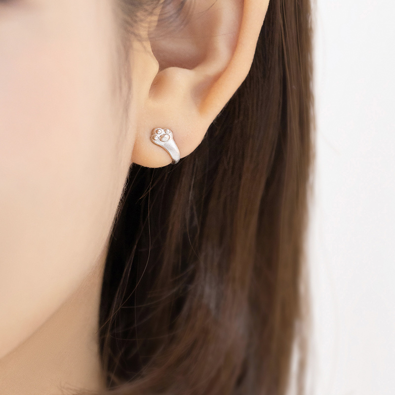 花芽原创设计猫爪耳饰