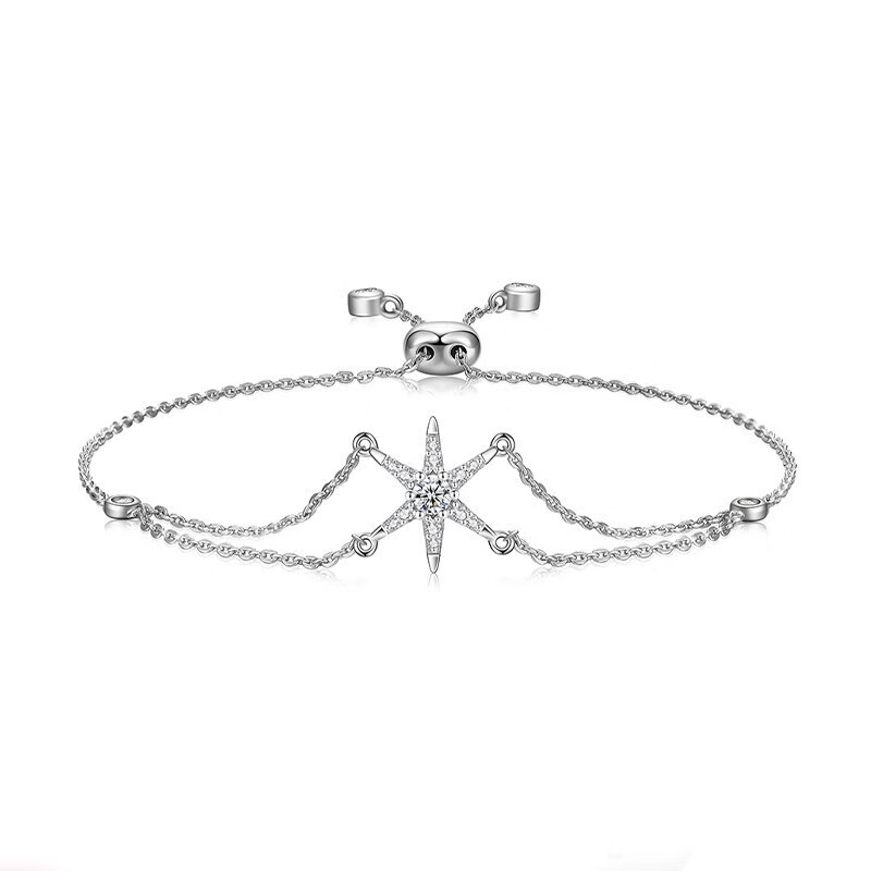 卡蒂罗925银六芒星手链