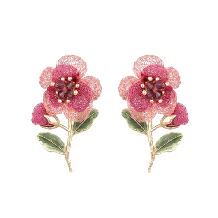 茜子 编织山茶花耳饰