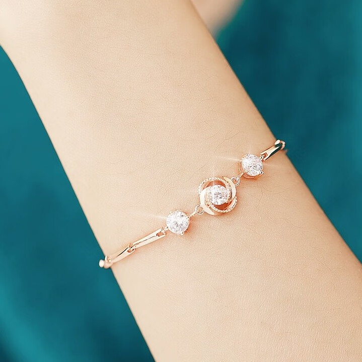 沫兰 纯银时尚简约玫瑰花朵手链