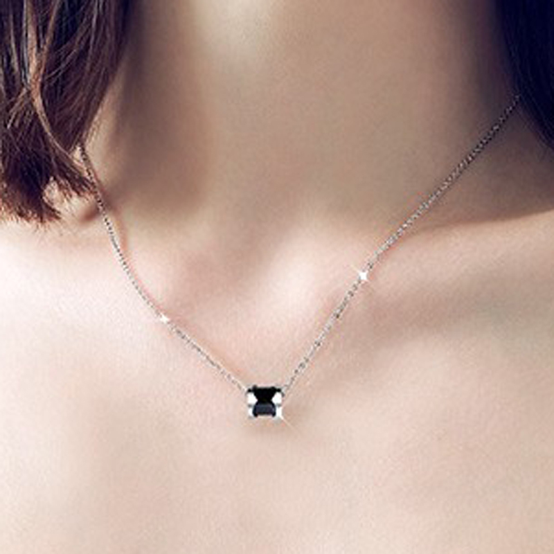 T400 黑玻璃石小蛮腰 项链