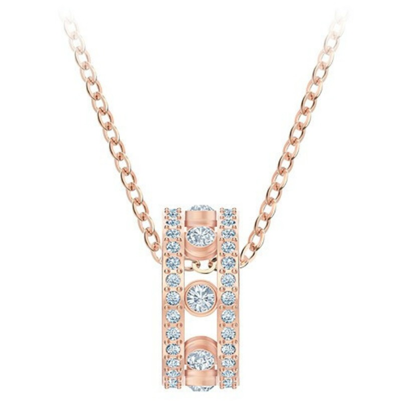 施华洛世奇玫瑰金色转运珠项链