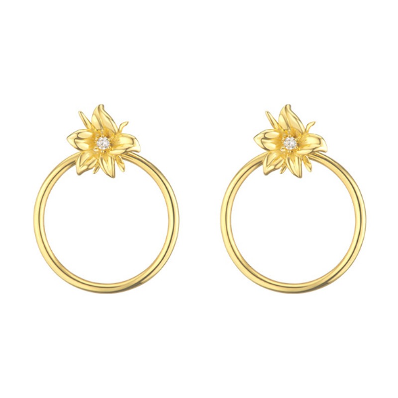 OOAK 栀子花金色耳饰