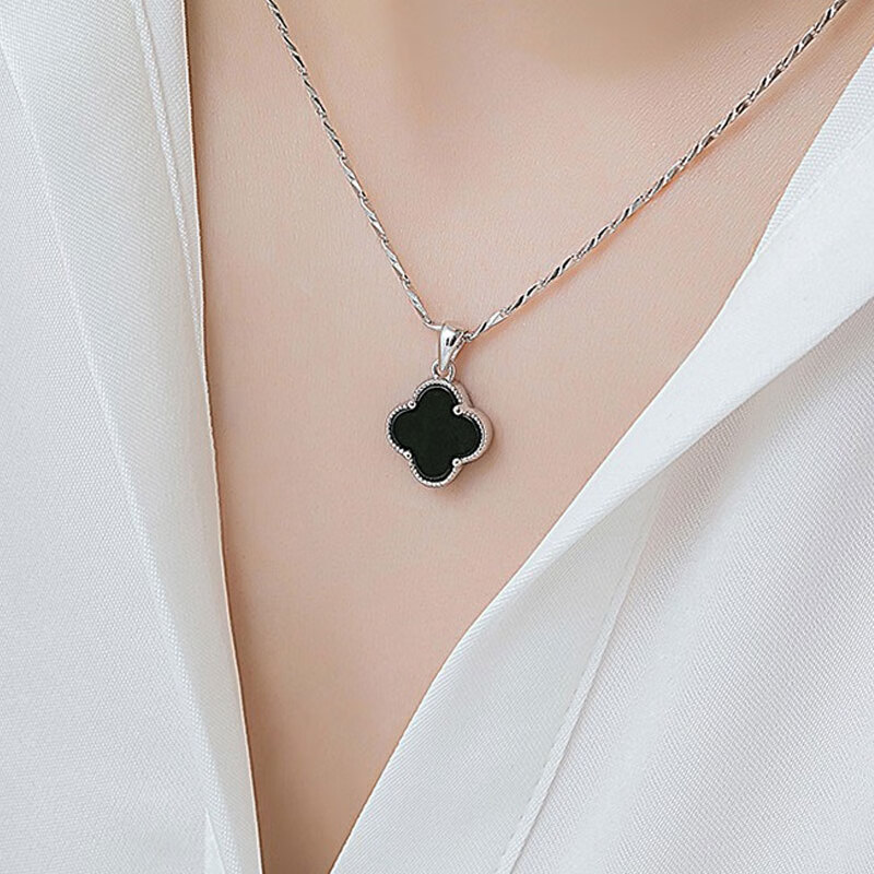 莞晗 黑玛瑙四叶草 项链