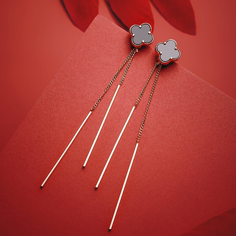 沫兰玫瑰金时尚流苏精美银耳饰