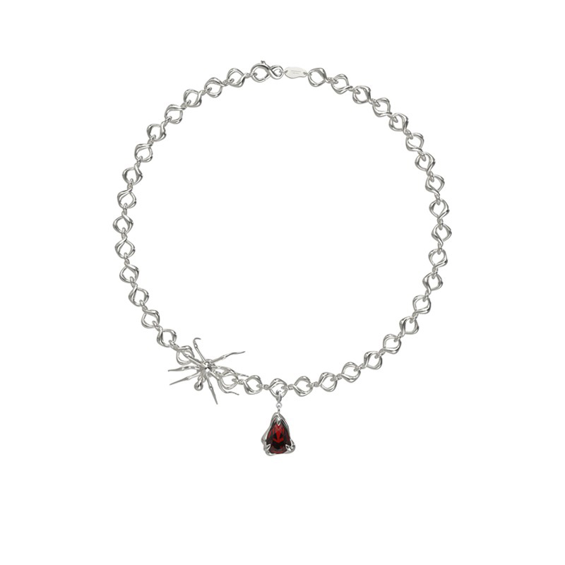 KVK 蜘蛛血滴吊坠扭转项链