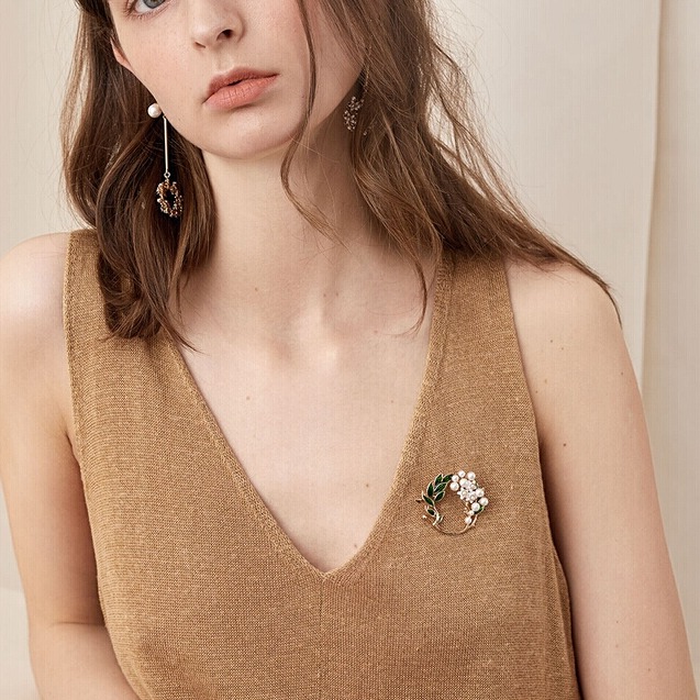 She's 撞色滴油胸针