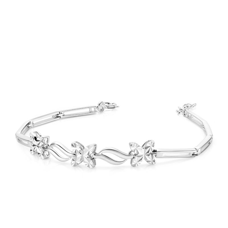 周大福竹节链四叶草花瓣手链