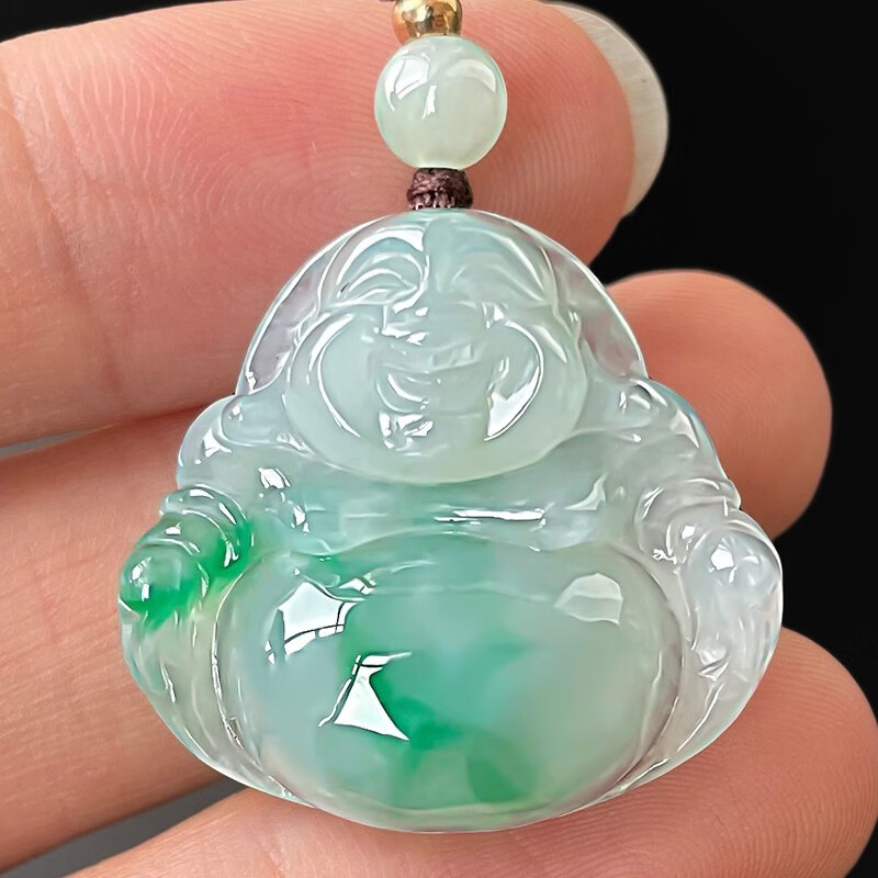 碧玉尊 浅绿弥勒佛 翡翠吊坠