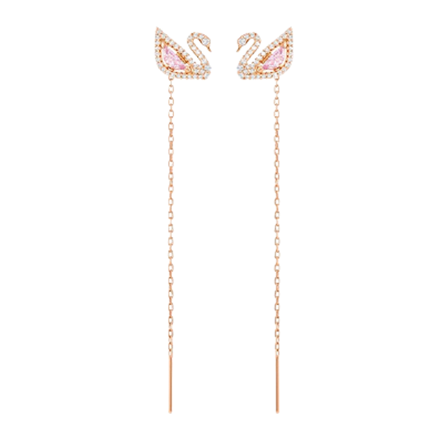 施华洛世奇 粉色天鹅耳饰