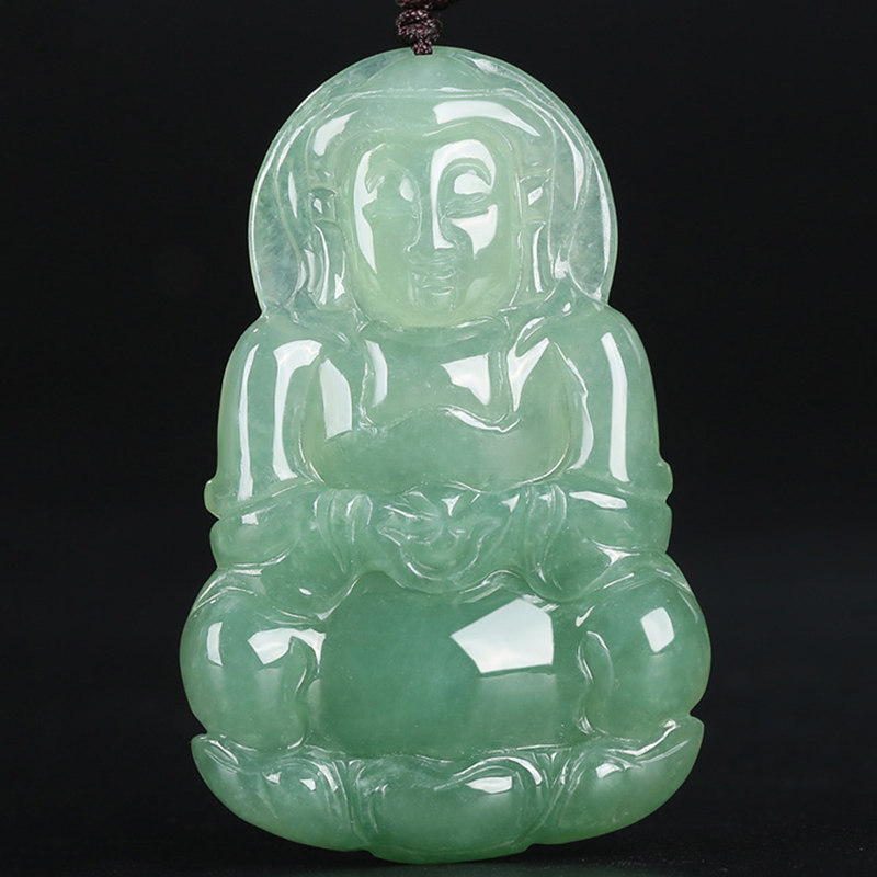 凤禧 观音冰油青翡翠吊坠