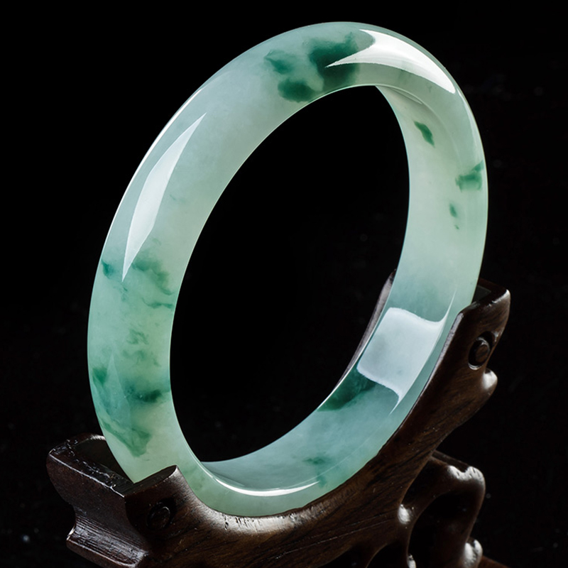 碧玉尊 冰种飘花翡翠手镯