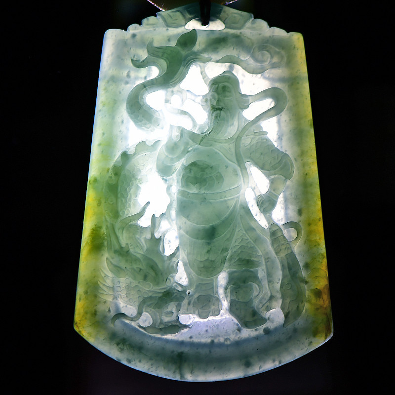 千载一玉 黄翡关公翡翠吊坠