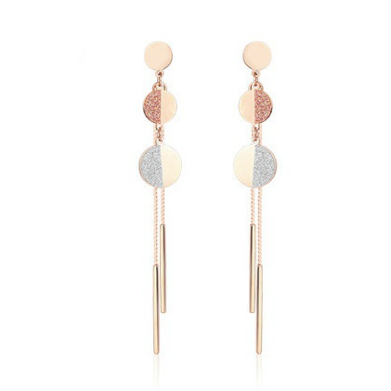 兰际玫瑰金流苏耳环