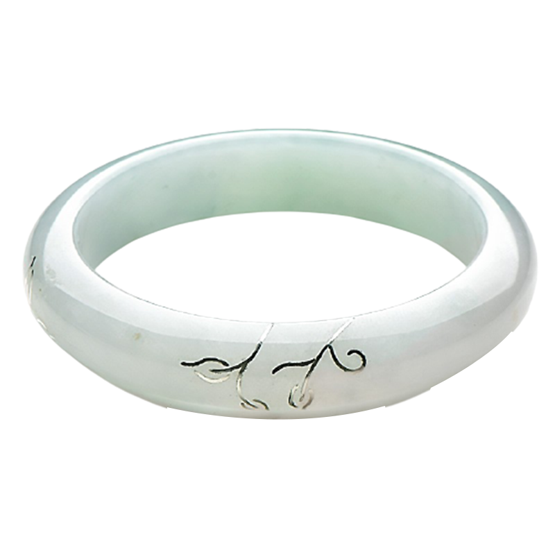 可玉可求 淡绿雕花翡翠手镯