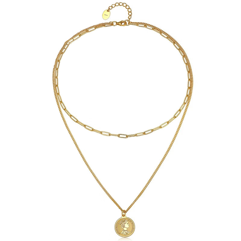 潮宏基 双层复古项链