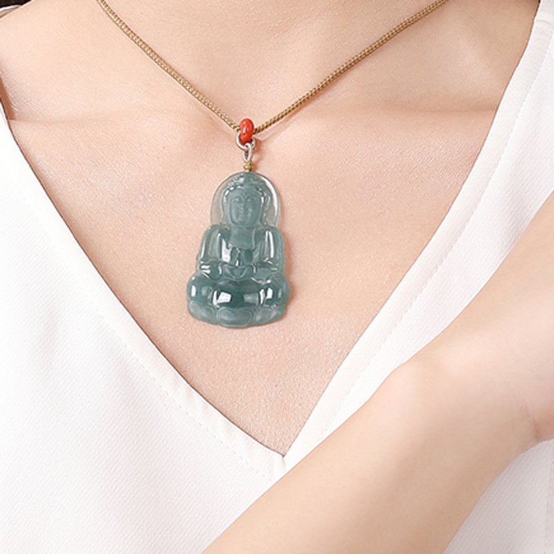 东方雅翠 抱瓶观音 翡翠吊坠