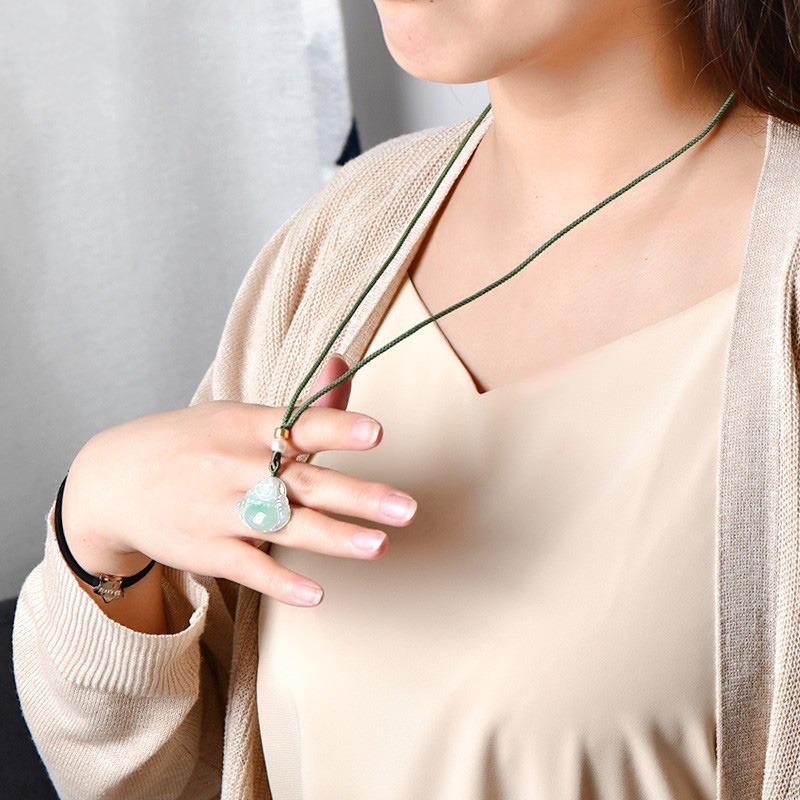 千载一玉 飘阳绿弥勒佛玉坠