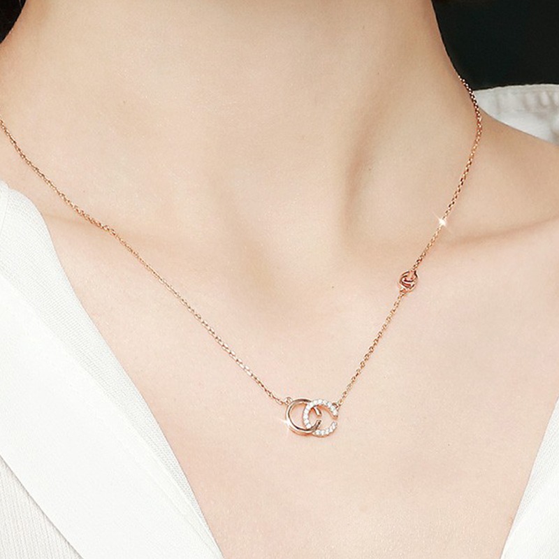 T400 双C字母银项链