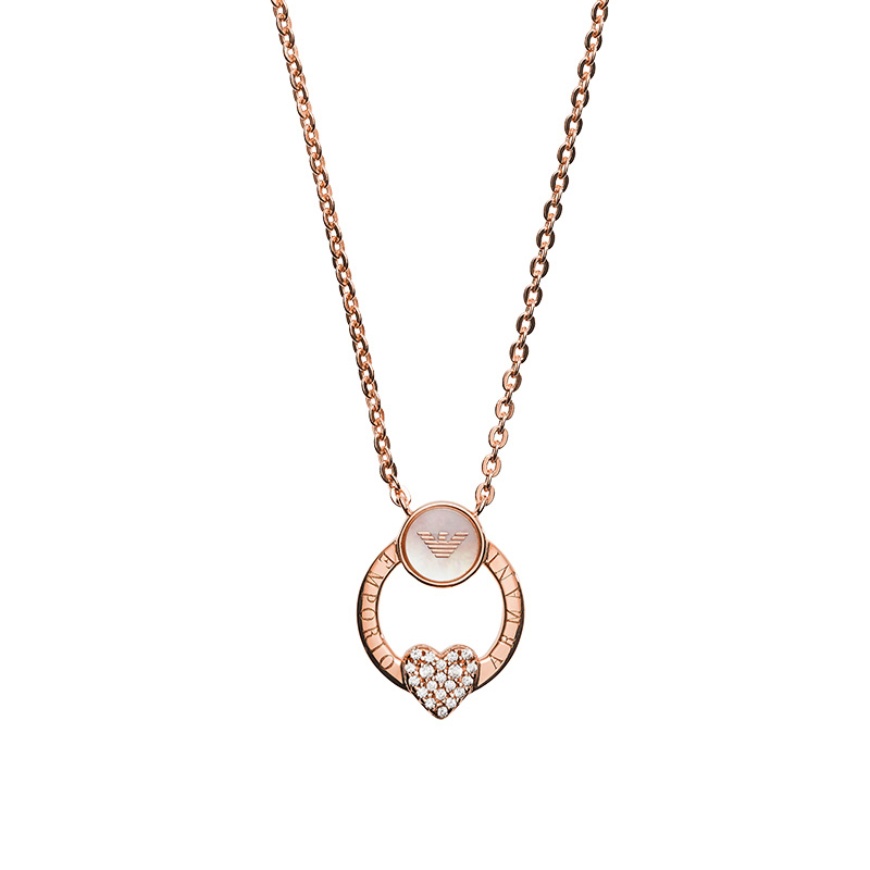 阿玛尼 心形镶钻项链