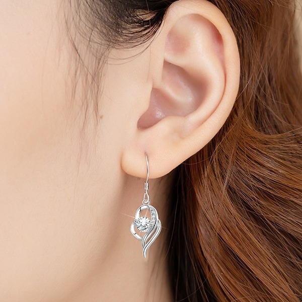 花影 莫桑钻石999银耳饰