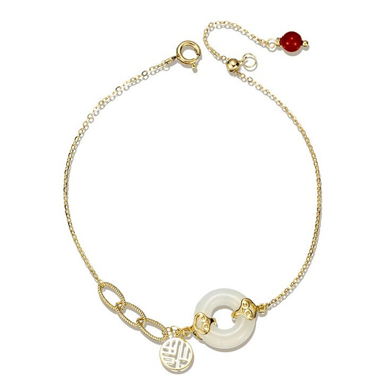 Qlady和田玉石平安扣手链