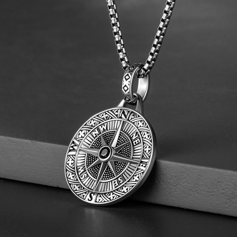 海盗船复古个性罗盘项链