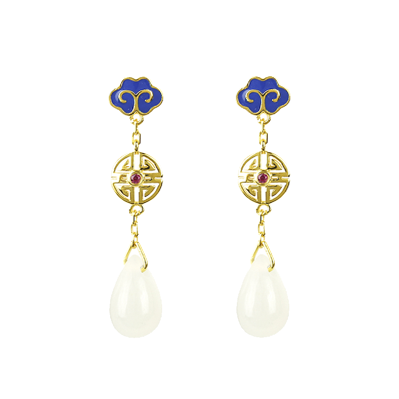 故宫文创水滴型坠脚耳饰