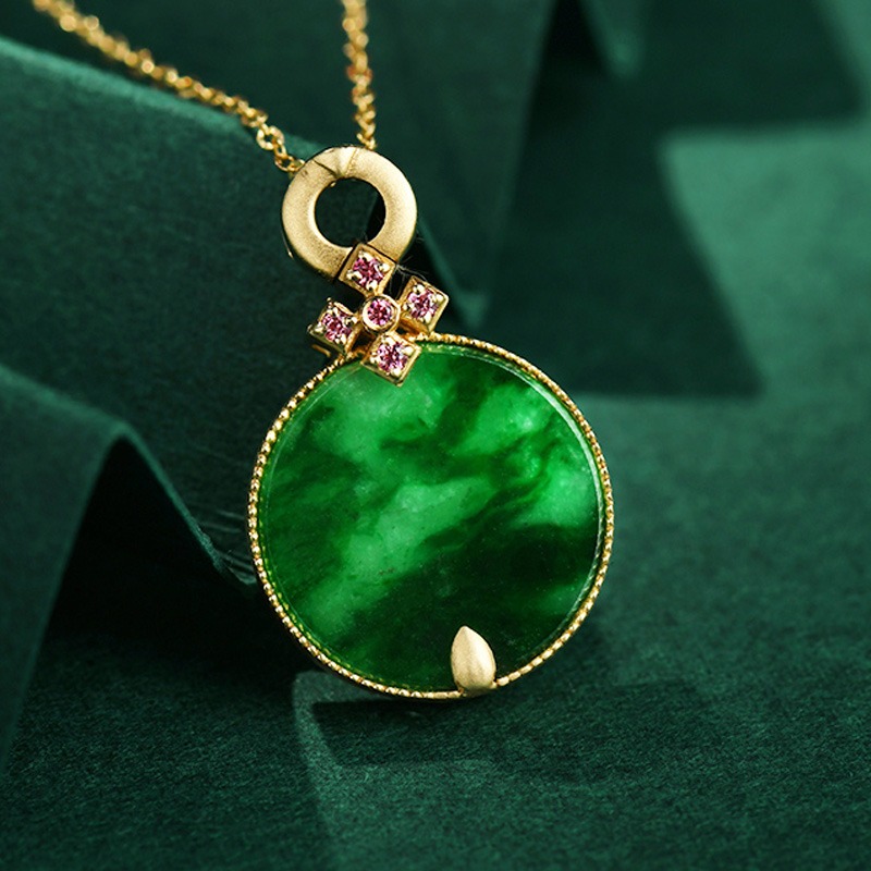 玉和祥 平安扣镶嵌 翡翠吊坠