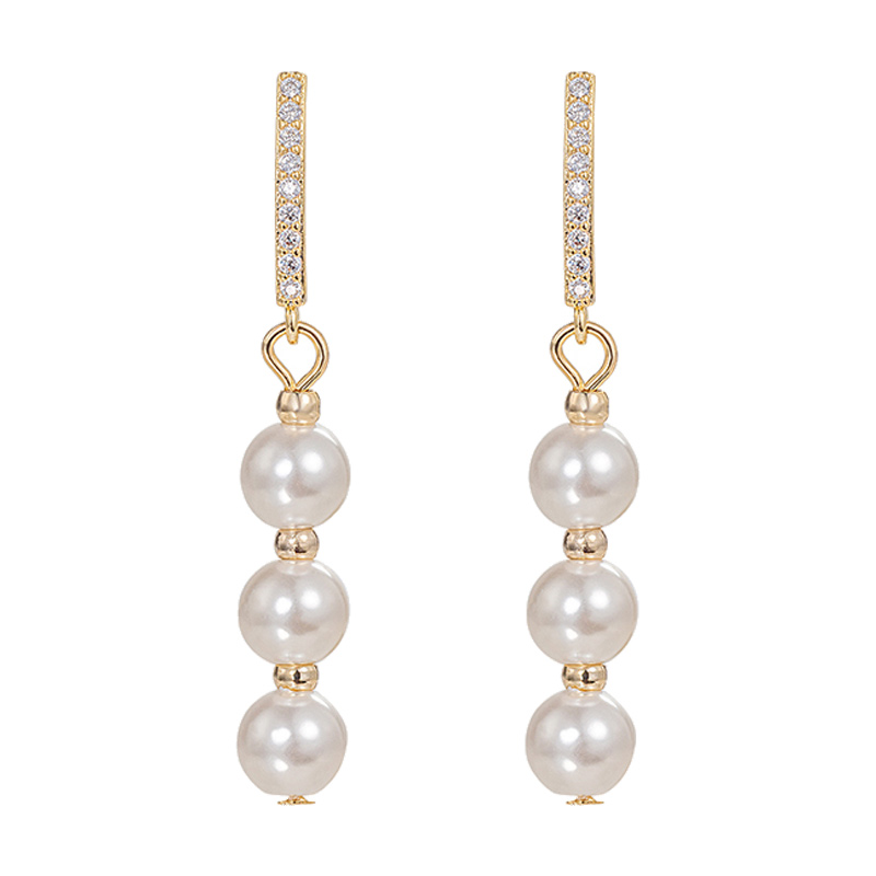 QIMEILA一字仿珍珠耳饰