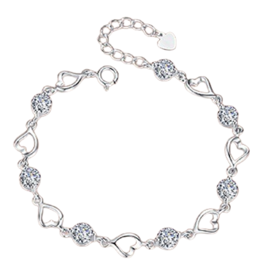 唯一爱心水晶足银手链