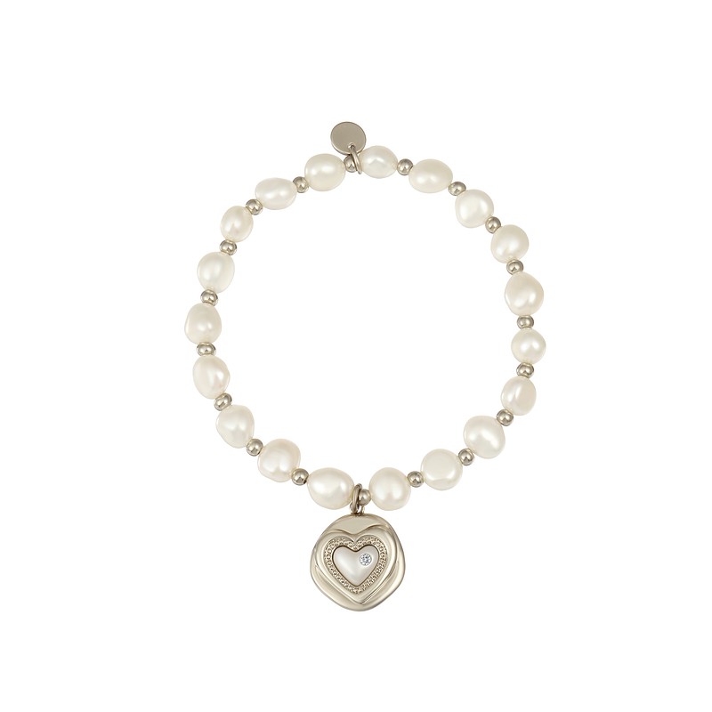 AJIDOU珍珠爱心吊牌手链
