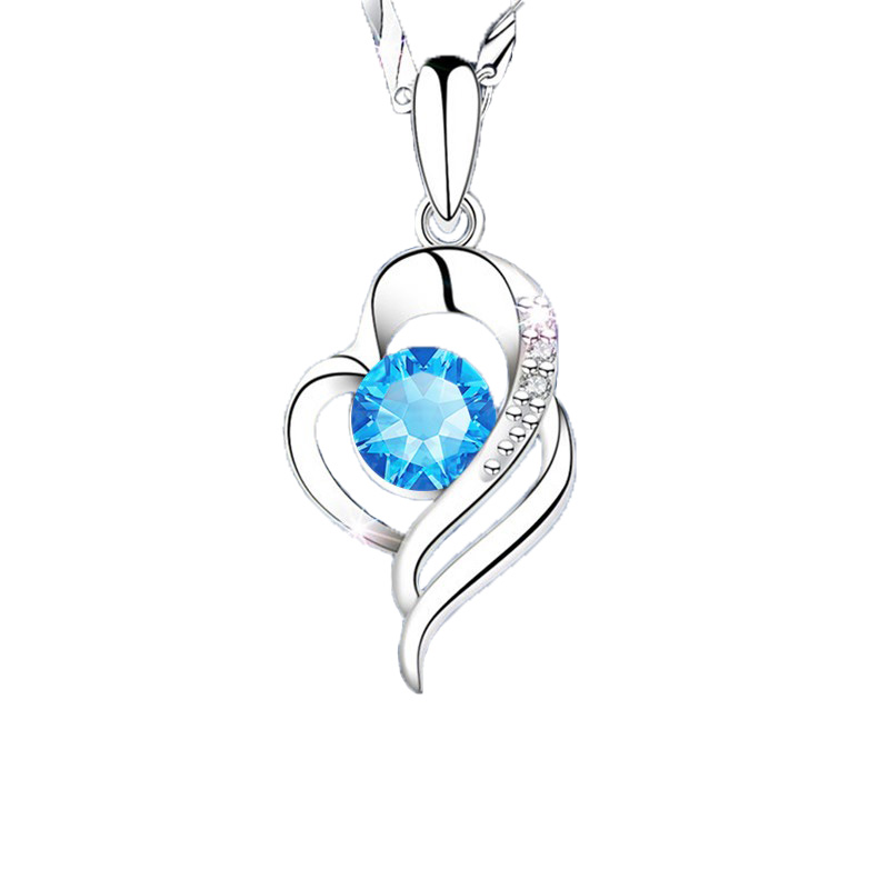 沫兰 心形足银项链