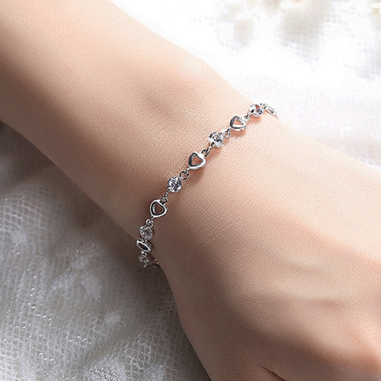 唯一999银白色锆钻手链