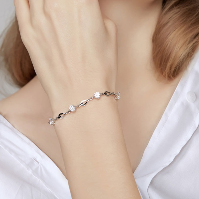 卡蒂罗水晶之恋999足银手链