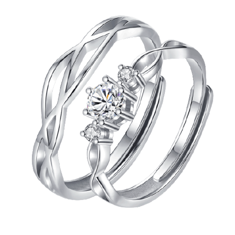 妮爱 925银情侣戒指