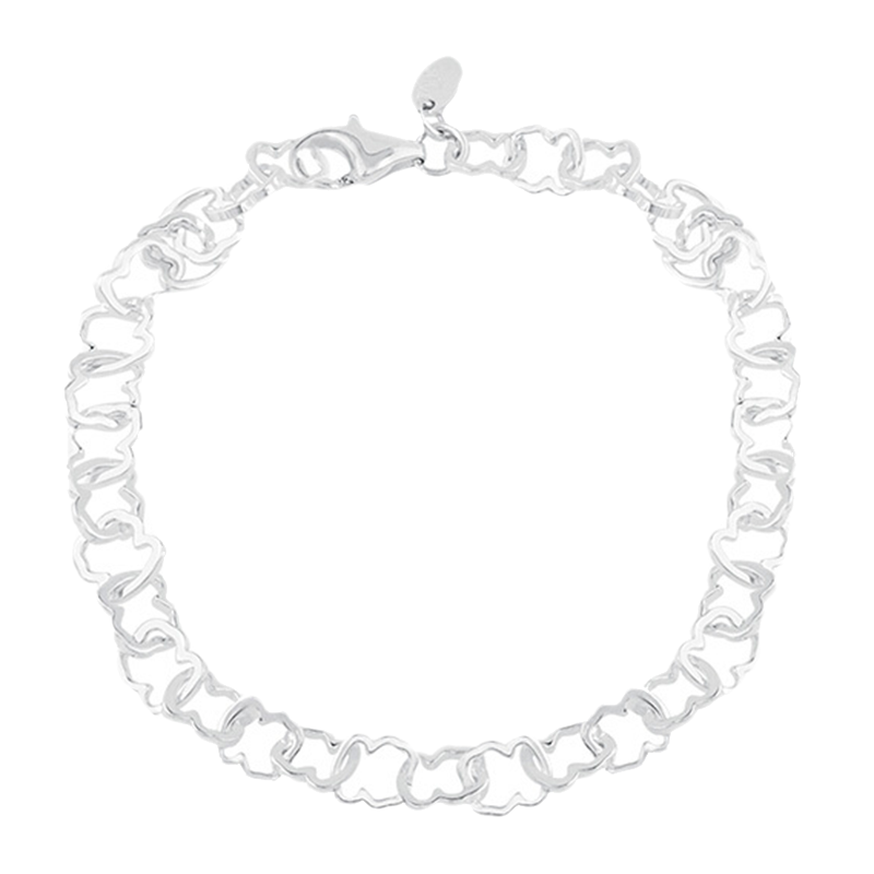 桃丝熊925银小熊基础手链