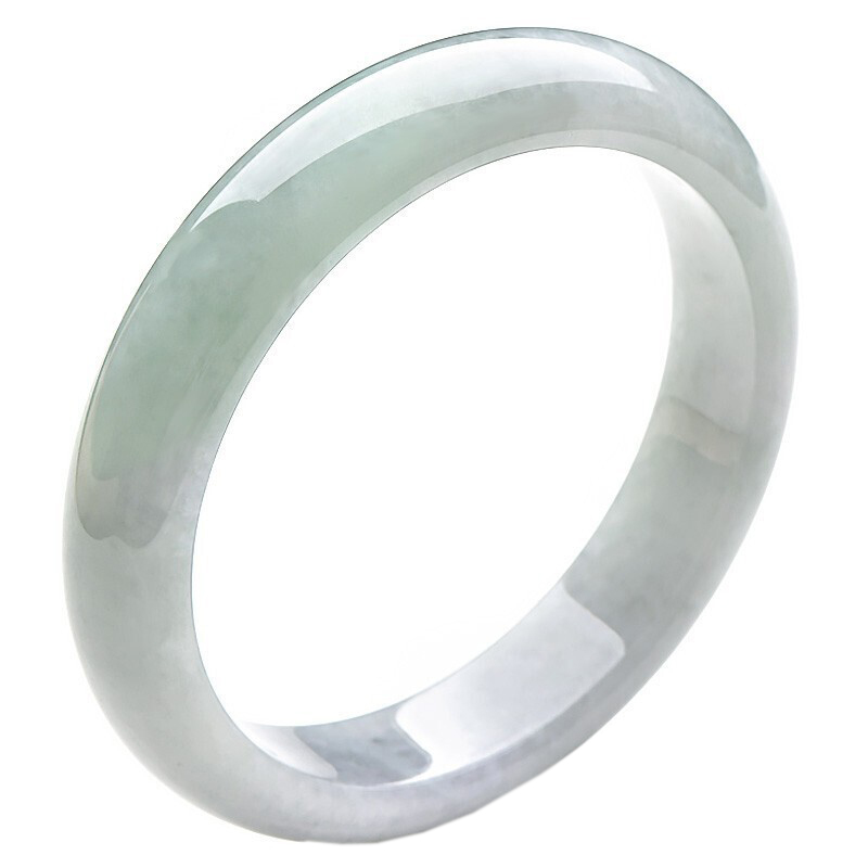 千载一玉 淡绿色飘花 翡翠手镯