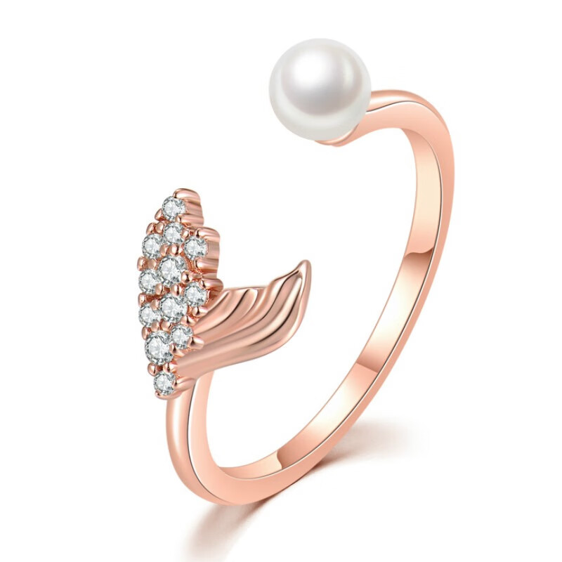 瑷嘉莎人鱼珍珠开口戒指