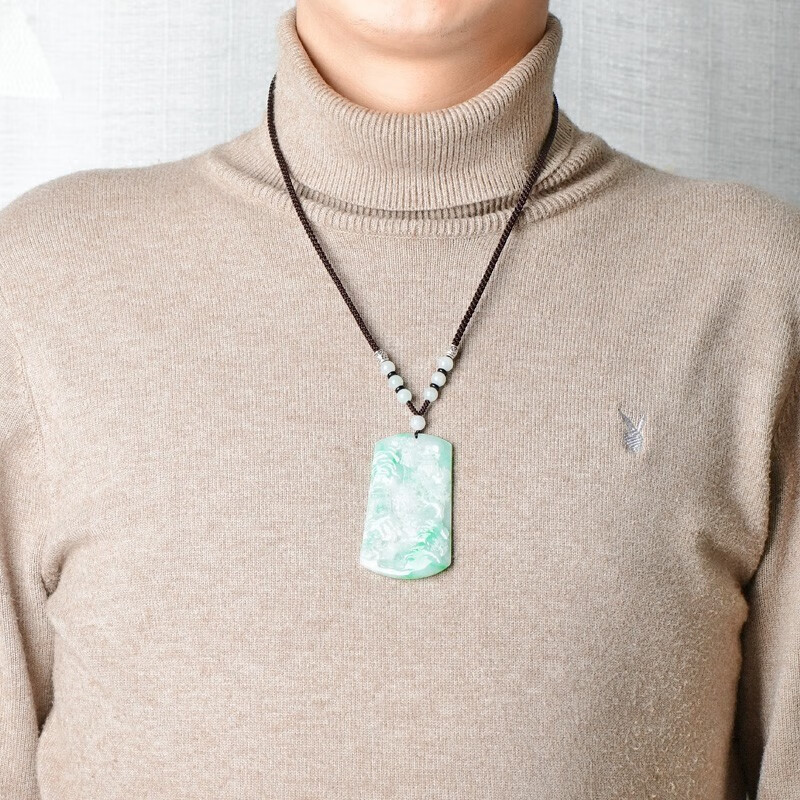 可玉可求 冰底辣绿色翡翠吊坠