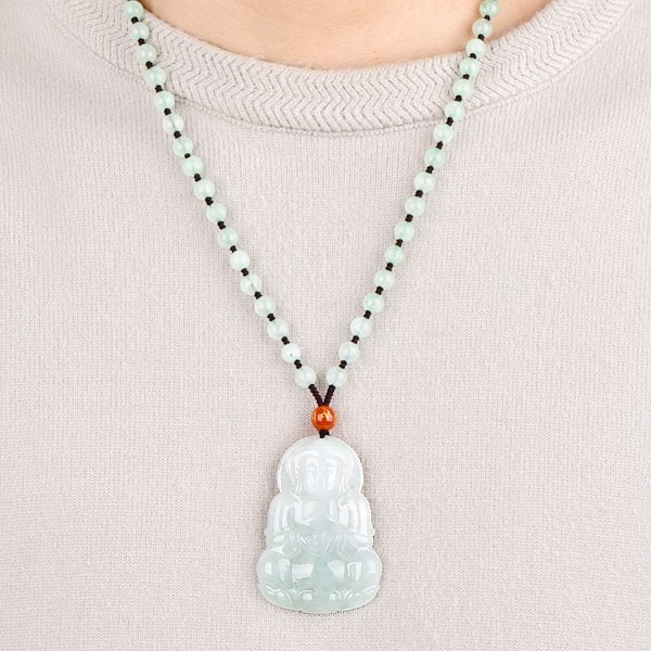 千载一玉 男款净瓶观音翡翠吊坠