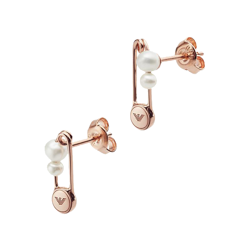 阿玛尼玫瑰金色耳环