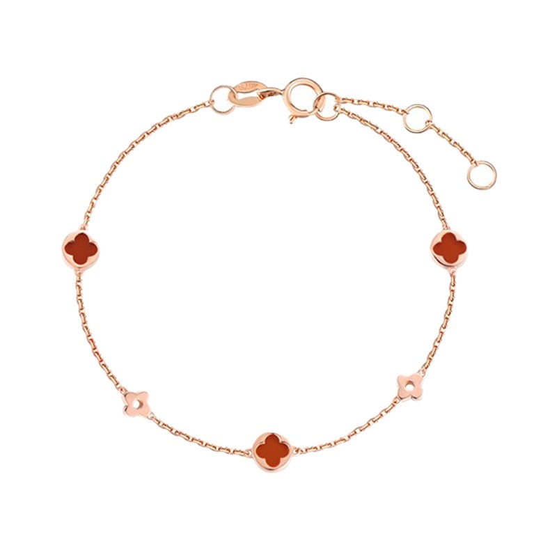 爱的约定 四叶草红玛瑙手链