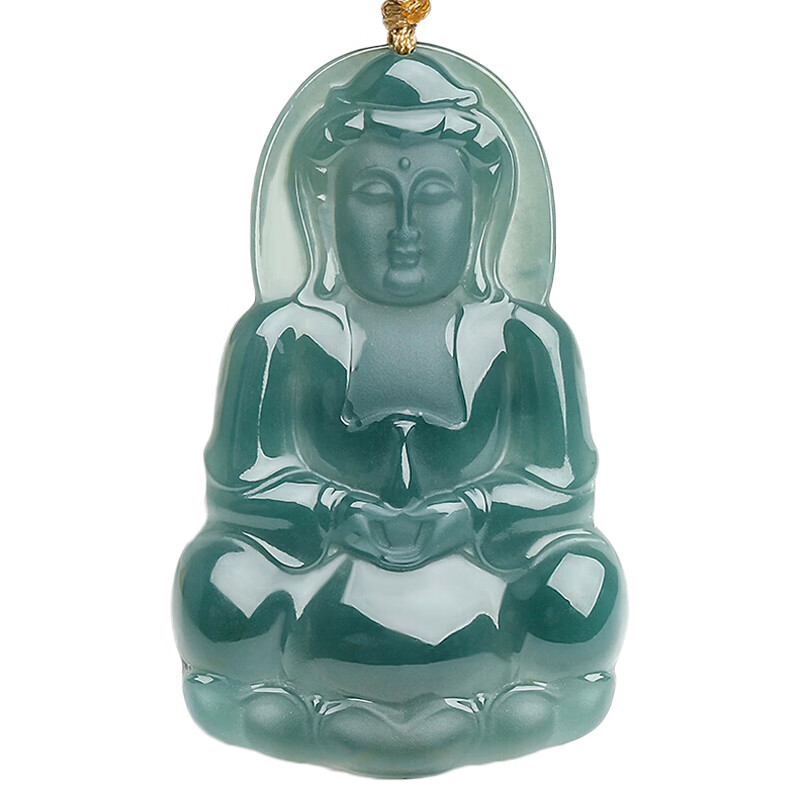 东方雅翠 抱瓶玉观音翡翠吊坠