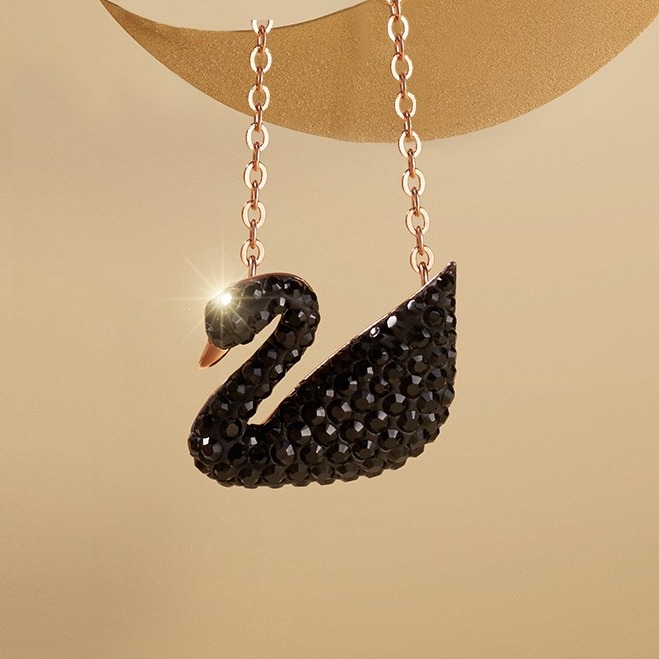 施华洛世奇 天鹅玫瑰金项链